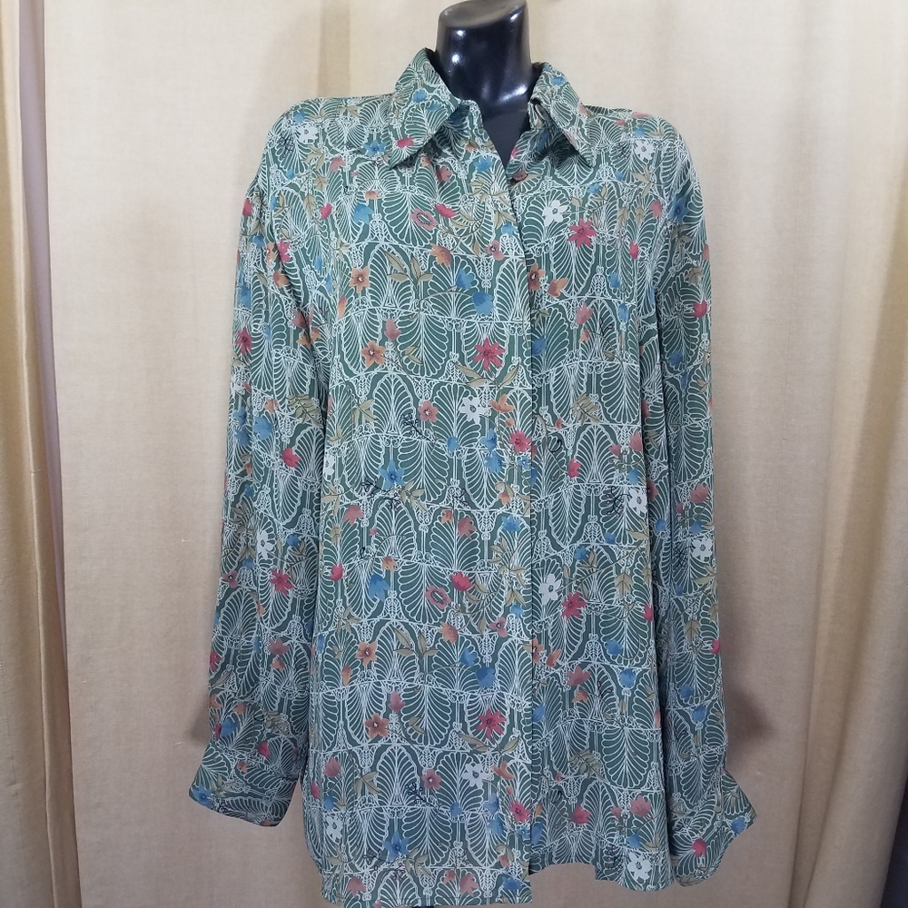 Tess Vintage Green  Button Down Shirt